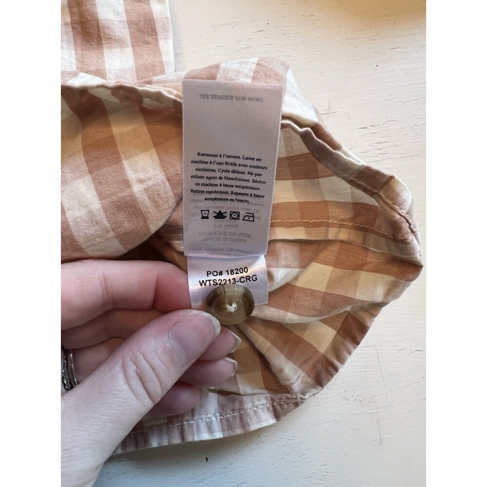 Faherty Cali Check Puff Sleeve Small Organic Cotton Top Charleston‎ Gingham - Picture 6 of 6